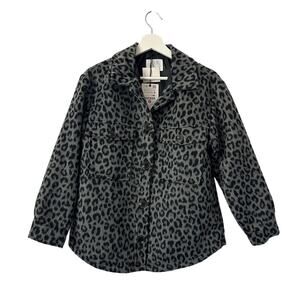 Zara Leopard Fleece Black and Gray Jacket size 13-14